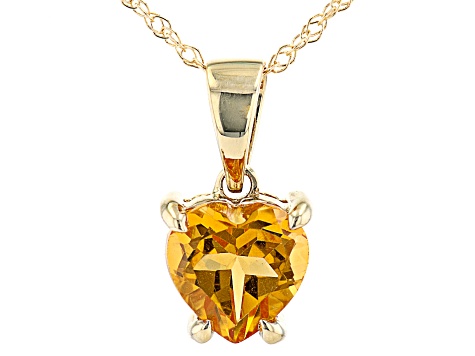 Yellow Citrine 10k Yellow Gold Pendant With Chain  .60ct