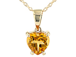 Yellow Citrine 10k Yellow Gold Pendant With Chain  .60ct