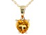 Yellow Citrine 10k Yellow Gold Pendant With Chain  .60ct