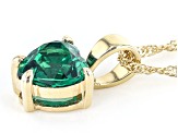 Green Lab Created Emerald 10k Yellow Gold Pendant With Chain .50ct
