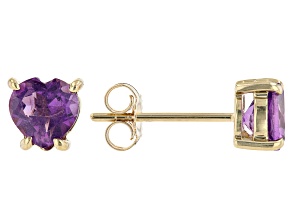 Purple African Amethyst 10k Yellow Gold Stud Earrings 1.25ctw