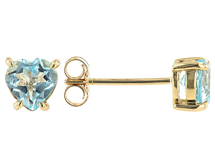 Sky Blue Glacier Topaz 10k Yellow Gold Stud Earrings 1.50ctw