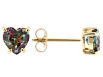 Blue Lab Created Alexandrite 10k Yellow Gold Stud Earrings 1.50ctw