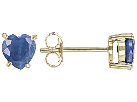 Blue Sapphire 10k Yellow Gold Stud Earrings
