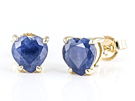 Blue Sapphire 10k Yellow Gold Stud Earrings