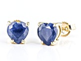 Blue Sapphire 10k Yellow Gold Stud Earrings