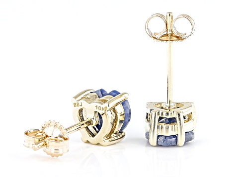 Blue Sapphire 10k Yellow Gold Stud Earrings