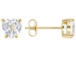 White Topaz 10k Yellow Gold Stud Earrings 1.50ctw