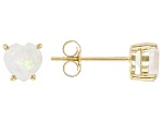 Multi Color Opal 10k Yellow Gold Heart Shaped Stud Earrings 0.60ctw