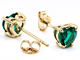 Green Lab Created Emerald 10k Yellow Gold Stud Earrings .57ctw
