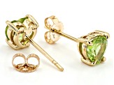 Green Peridot 10k Yellow Gold Stud Earrings 1.35ctw