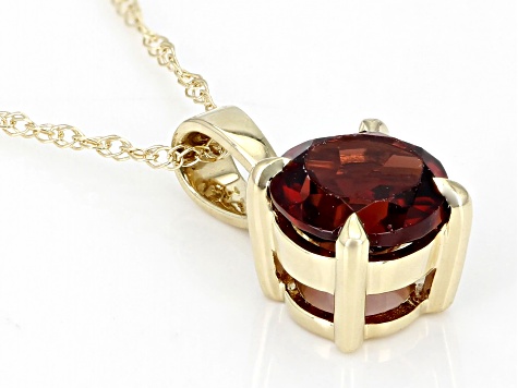 Red Garnet 10k Yellow Gold Pendant With Chain 0.88ct