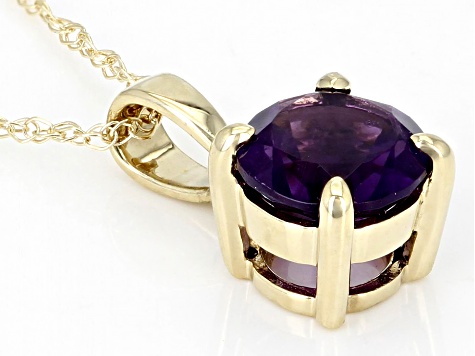 Purple Amethyst 10k Yellow Gold Pendant With Chain 0.58ct