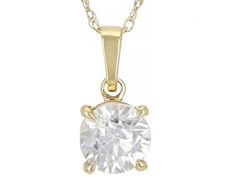 White Zircon 10k Yellow Gold Pendant With Chain 0.94ct