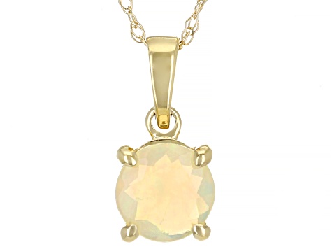 Multicolor Opal 10k Yellow Gold Pendant With Chain 6mm