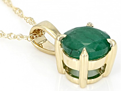 Green Sakota Emerald 10k Yellow Gold Pendant With Chain 0.60ct