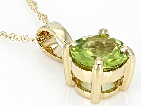 Green Manchurian Peridot™ 10k Yellow Gold Pendant With Chain 0.80ct