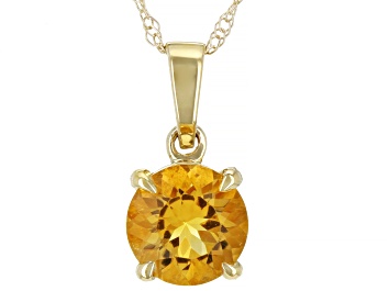 Picture of Yellow Citrine 10k Yellow Gold Pendant With Chain 0.60ct