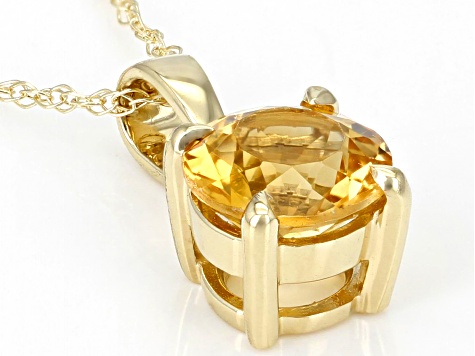 Yellow Citrine 10k Yellow Gold Pendant With Chain 0.60ct