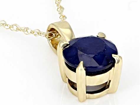 Blue Sapphire 10k Yellow Gold Pendant With Chain 0.96ct