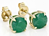 Green Emerald 10k Yellow Gold Stud Earrings 0.60ctw