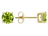 Green Manchurian Peridot(TM) 10k Yellow Gold Stud Earrings 1.70ctw