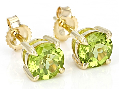 Green Manchurian Peridot(TM) 10k Yellow Gold Stud Earrings 1.70ctw