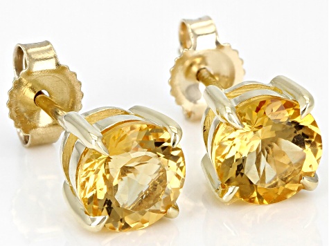 Yellow Citrine 10k Yellow Gold Stud Earrings 1.27ctw