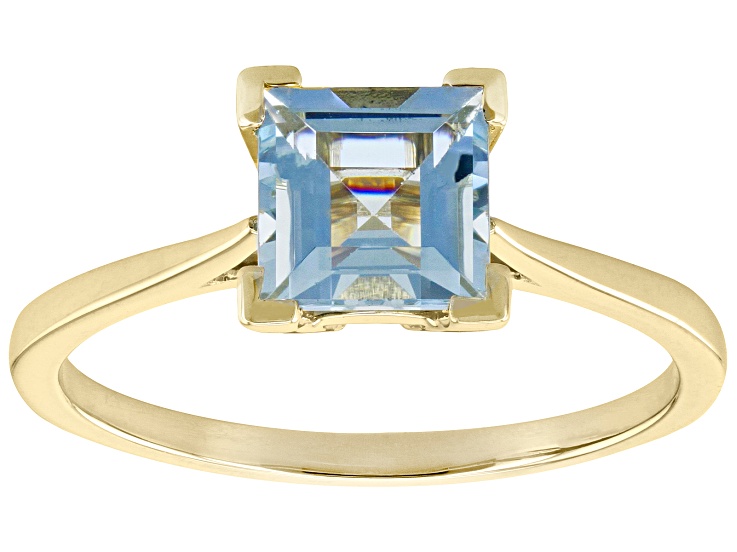 Blue Aquamarine 10k Yellow Gold Solitaire Ring 0.85ct