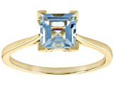 Blue Aquamarine 10k Yellow Gold Solitaire Ring 0.85ct