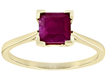 Picture of Red Ruby 10k Yellow Gold Solitaire Ring 1.19ct