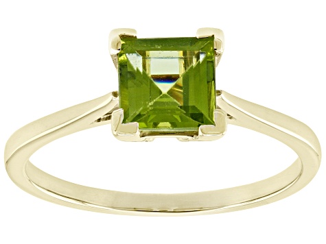 Green Peridot 10k Yellow Gold Solitaire Ring 0.97ct