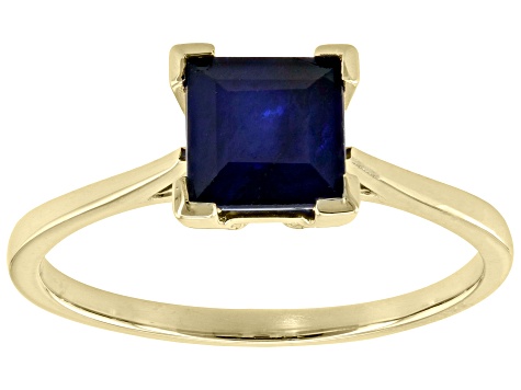 Blue Sapphire 10k Yellow Gold Solitaire Ring 1.28ct