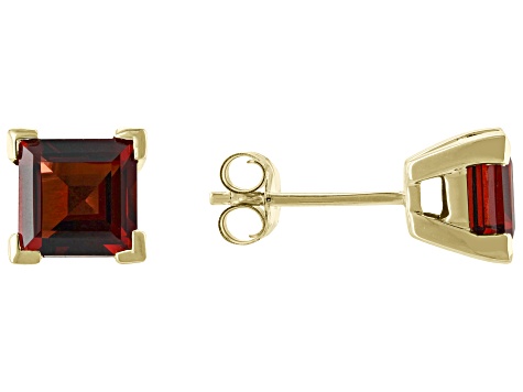 Red Vermelho Garnet(TM) 10k Yellow Gold Stud Earrings 2.38ctw