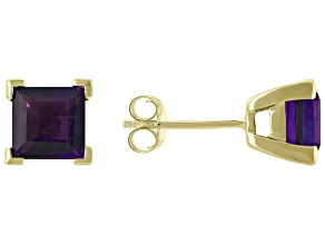 Purple Amethyst 10k Yellow Gold Stud Earrings 1.80ctw