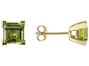Green Manchurian Peridot(TM) 10k Yellow Gold Stud Earrings 1.94ctw