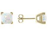 White Lab Created Opal 10k Yellow Gold Stud Earrings 1.19ctw