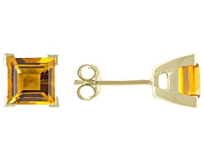 Yellow Citrine 10k Yellow Gold Stud Earrings 1.70ctw