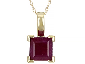 Red Ruby 10k Yellow Gold Solitaire Pendant With Chain 1.15ct