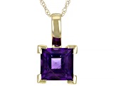 Purple Amethyst 10k Yellow Gold Solitaire Pendant With Chain 0.90ct