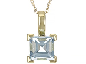 Aquamarine 10k Yellow Gold Solitaire Pendant With Chain 0.85ct