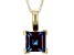 Blue Lab Created Alexandrite 10k Yellow Gold Solitaire Pendant With Chain 1.10ct