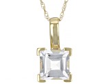 White Topaz 10k Yellow Gold Solitaire Pendant With Chain 1.19ct