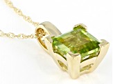 Green Peridot 10k Yellow Gold Solitaire Pendant With Chain 0.95ct