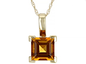 Yellow Citrine 10k Yellow Gold Solitaire Pendant With Chain 0.85ct