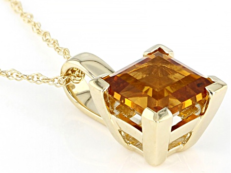 Yellow Citrine 10k Yellow Gold Solitaire Pendant With Chain 0.85ct