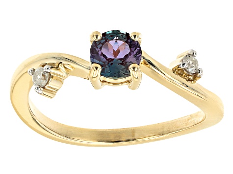 Lab Created Alexandrite 10K Yellow Gold Ring 0.54ctw