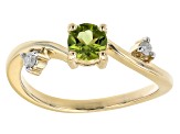 Green Peridot 10K Yellow Gold Ring 0.57ctw