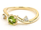 Green Peridot 10K Yellow Gold Ring 0.57ctw