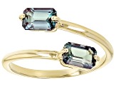 Green Lab Created Alexandrite 10k Yellow Gold 2-Stone Bypass Ring 1.00ctw
